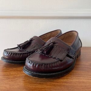 GH Bass & Co Jeremy Burgundy Leather Kiltie Tassel Loafers Shoes Men Size 10